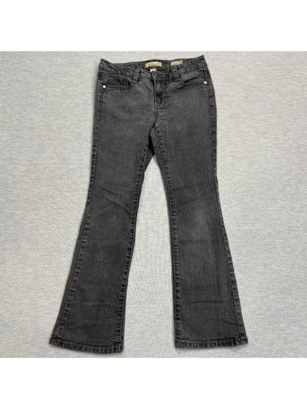 Nine West Vintage Bootcut Jeans Womens Size 8/29P Black Denim Embellished Pocket